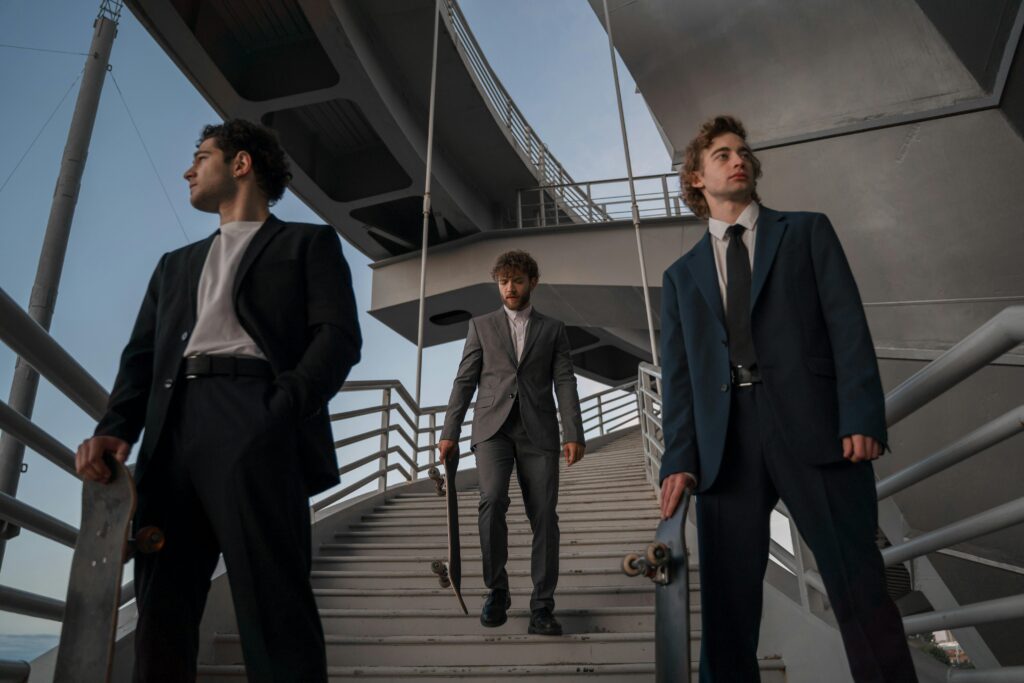 Elegant Men on Stairs